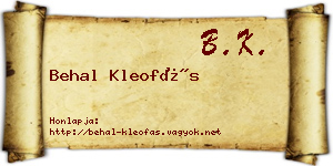 Behal Kleofás névjegykártya